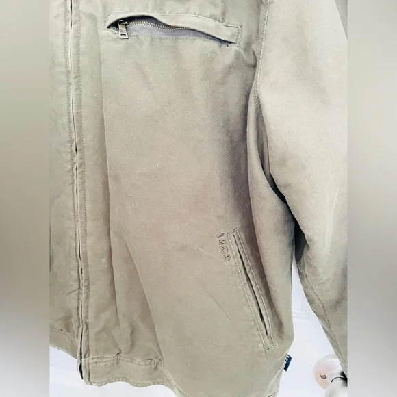 Men’s Izod cotton & leather jacket, olive green/ brown sz XXL (runs small) Jackets & Coats